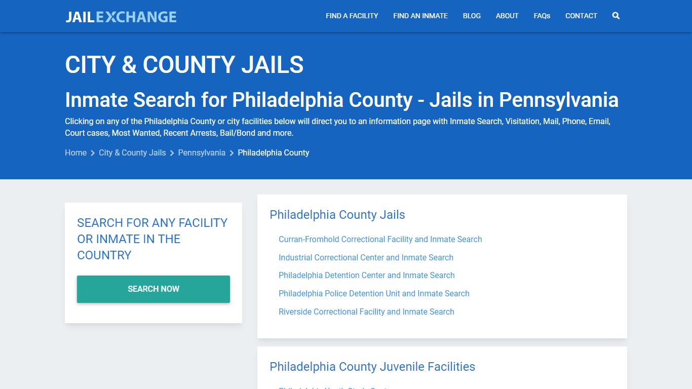 Inmate Search for Philadelphia County | Jails in Pennsylvania